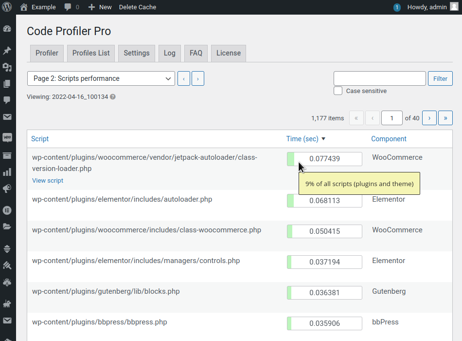 Code Profiler screenshot #2