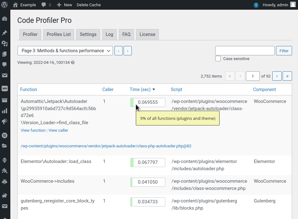 Code Profiler screenshot #3