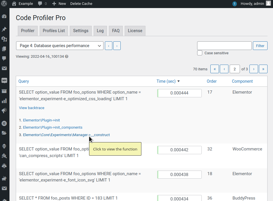 Code Profiler screenshot #4